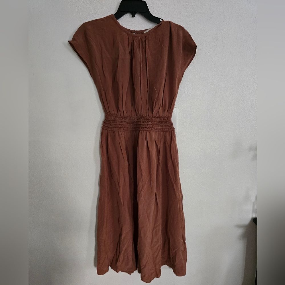 NWOT Everlane The Gathered Midi Dress Carob Brown Size  XXS - Picture 2 of 12
